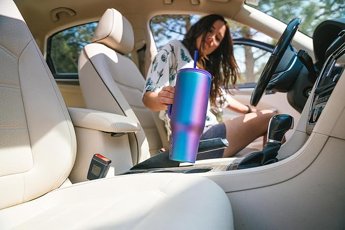 IRON °FLASK Co-Pilot Insulated Mug w/Boot, Straw & Flip Cap Lids - Cup Holder Bottle for Hot, Cold Drink - Leak-Proof - Water, Coffee Portable Travel Mug - Dream Sunset, 40 Oz