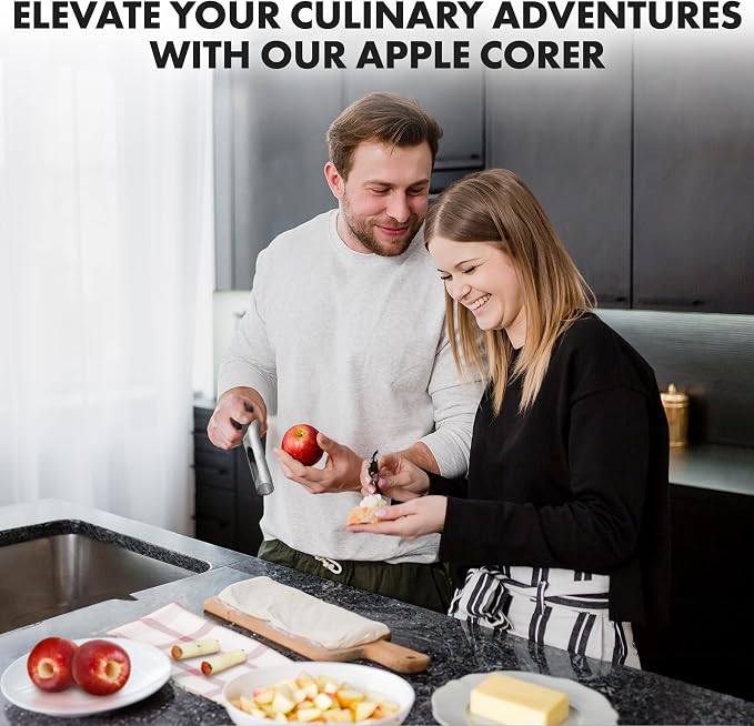 Zulay Kitchen Ultra Sharp Apple Corer Tool - Stainless Steel, Sharp & Serrated Blade Cores in Seconds - Easy to Use & Clean, Durable Apple Core Remover for Apples & Small Fruits - Gray