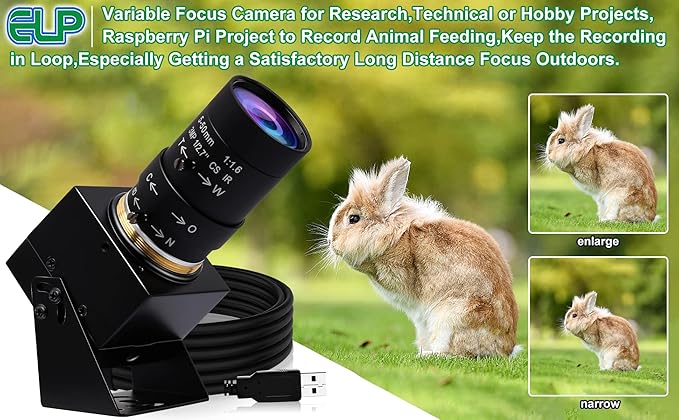 ELP 4K USB Camera with Microphone 5-50mm Varifocal Lens Manual Zoom Webcam 8MP IMX317 Sensor 3840x2160@30fps UVC for Windows, Linux, Mac, Raspberry Pi, etc.