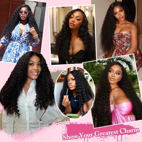 Dilekay 12A Human Hair Bundles 32 Inch Deep Wave Bundles Human Hair 100% Unprocessed Brazilian Virgin Curly Wavy Bundle Human Hair Extensions for Women Natural Black