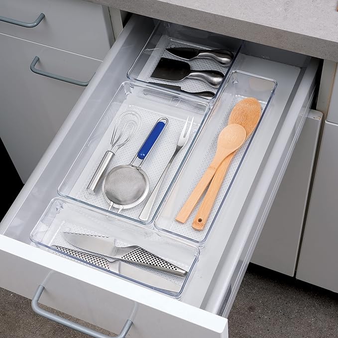Oggi Clear Drawer Organizer, 3" X 9" | Pack of 2 | For Kitchen | For Office | For Bathroom