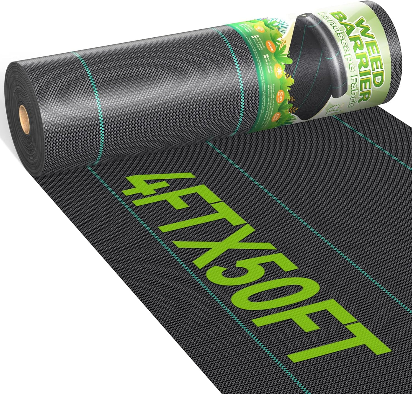 4ftx50ft Weed Barrier Landscape 3.2oz Fabric Heavy Duty, Woven Weed Control Cloth, Woven Geotextile Fabric for Underlayment, Gardening Ground, Commercial Driveway Weed Block Cover Mat