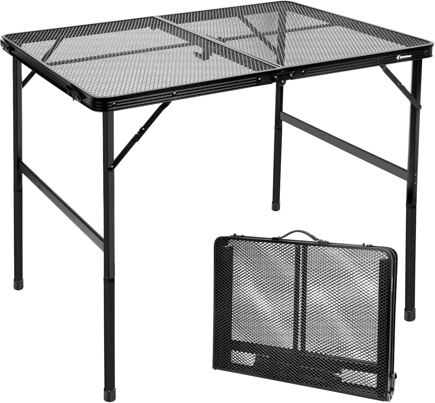 Folding Table, Easy for Storage, Compact and Portable Picnic Table for Grill, Outdoor Camping, Garden, Patio, Dining, BBQ, Party, Market, 3Ft (Medium, Black)