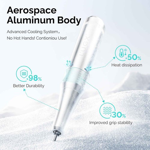 L'UGX Nail Drill Machine 35000RPM – Rechargeable Electric Nail File with LED Display, Portable Efile Nail Drills for Acrylic Gel Nails, Cordless Nails Drill for Beginners & Pros-White