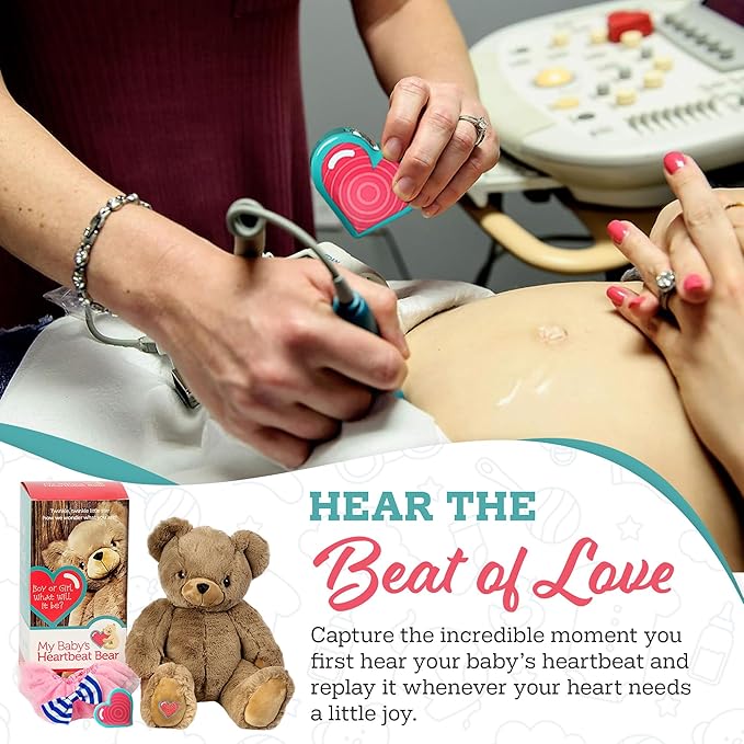 My Baby’s Heartbeat Bear, 20 Second Re-Recordable Digital Voice Recorder Plush Keepsake for Baby’s Heartbeat Memory, Pregnancy Keepsake (Not a Medical Device), Dinosaur