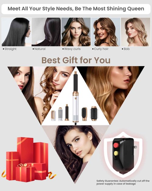 Ukliss 6 in 1 Blow Dryer Brush & Air Styler – Ionic Hair Dryer Brush for Straight/Curly/Thick Hair, Auto Curler, Magic Styler for Fast Drying, Frizz-Free, Salon & Travel Use (ALCI Plug) (White)