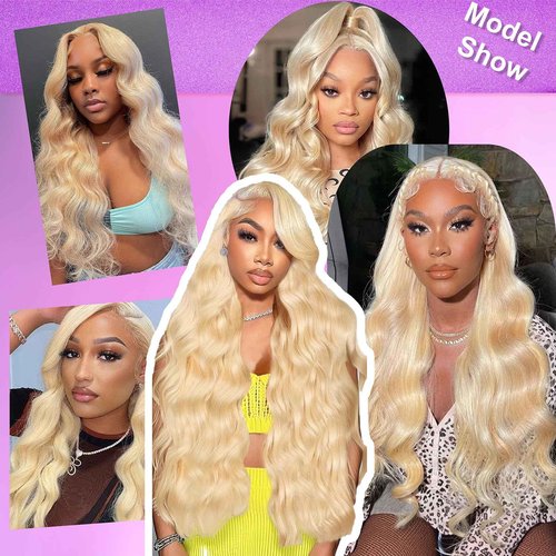 613 Blonde 28 Inch 13X6 HD Lace Front Wigs Human Hair Body Wave 613 Wig Loose Body Wave 13X6 Transparent Lace Frontal Wigs 100% Human Hair Pre Plucked with Baby Hair Daily Wear Wig for Woman