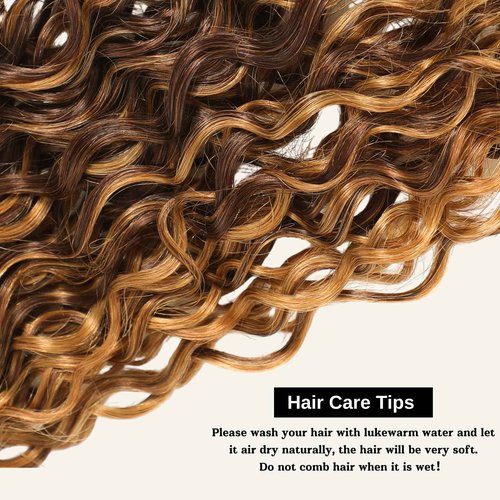 ALHER Honey Blonde Highlight Water Wave Bundles 26 Inch P4/27 Ombre Single Bundles Wet and Wavy Bundles Human Hair Highlight Brown Color 12A 100% Brazilian Virgin Remy Hair for Black Women Soft Thick