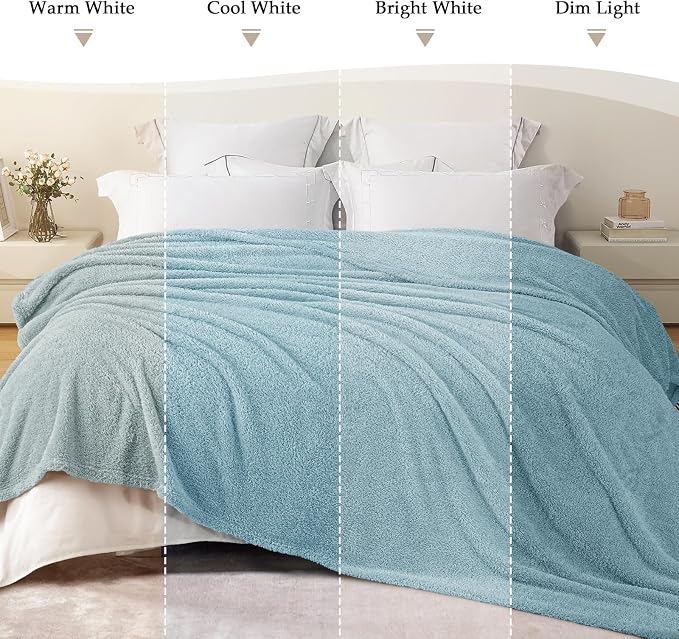 Exclusivo Mezcla Fleece Stone Blue Throw Blanket for Couch Sofa, Ultra Soft, Lightweight and Fluffy Blankets for Women, All Season, 50x60 Inches