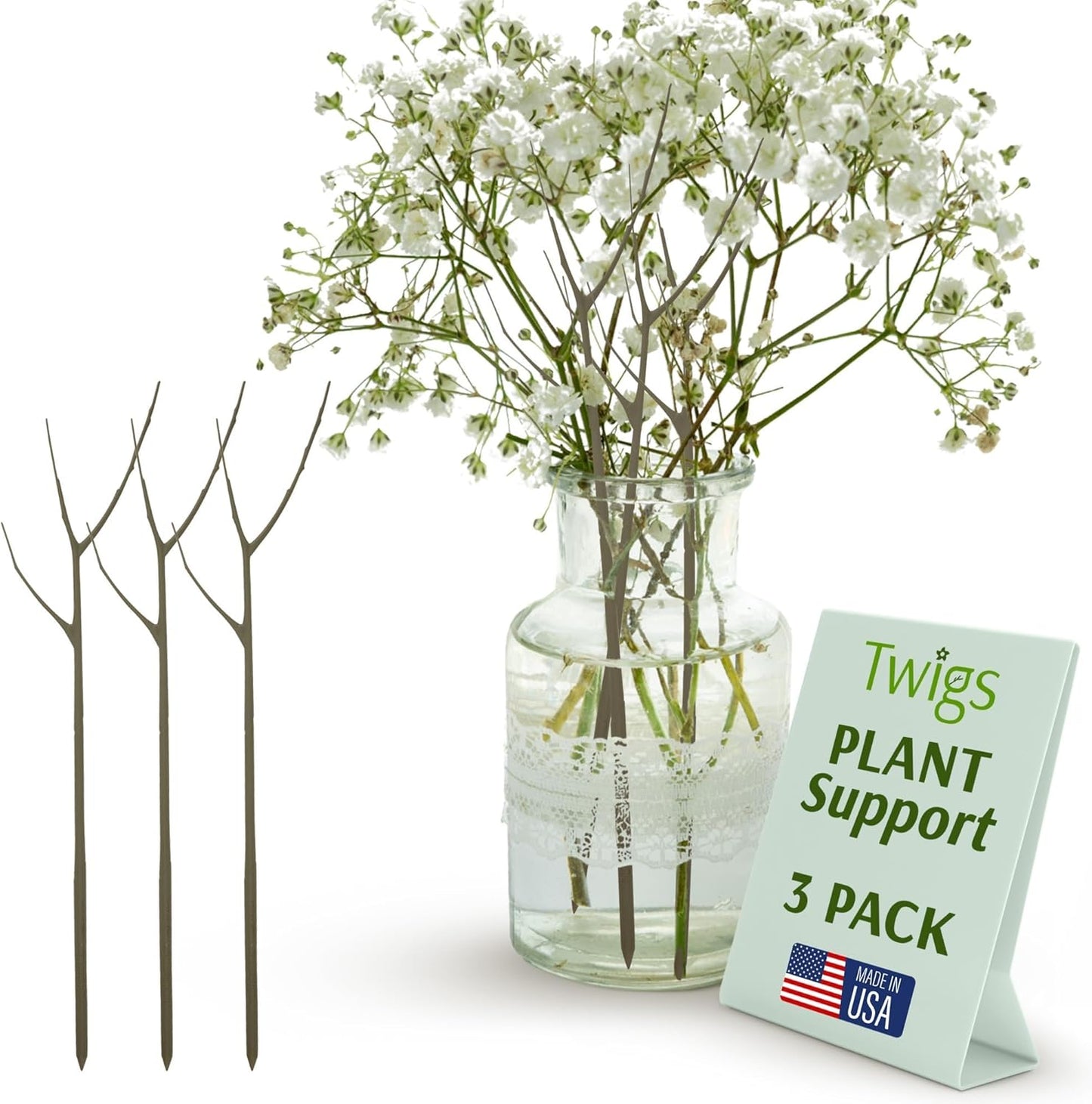 Plant Support Stakes, Stem Holder Structures for Indoor & Outdoor Use, Garden Accessories for Climbing & Potted Plants, Trellis Alternative - Moonstone, 3 Pack, 22" L, Original
