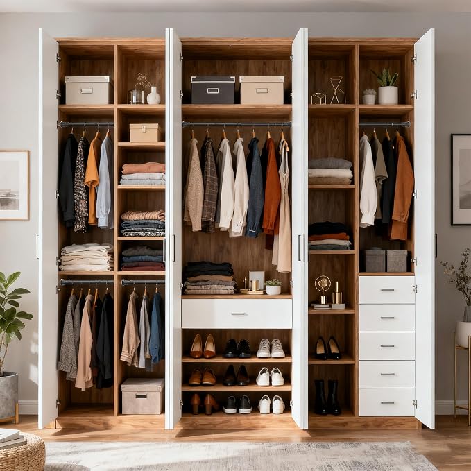 1.1 Inch Diameter Tension Closet Rods for Hanging Clothes 32-72 Inch, Adjustable Pole Closet to Hang Clothes, Heavy Duty Closet bar for Wardrobes with No Drilling Holder, Matte Black