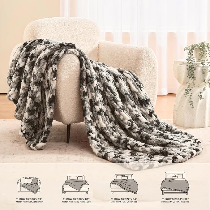 L'AGRATY Chunky Knit Blanket Throw: 50''x60'' Chenille Chunky Knitted Throw Blankets for Bed Couch - Handmade Thick Cable Knit Blanket - Large Crochet Rope Blankets for Home Decor