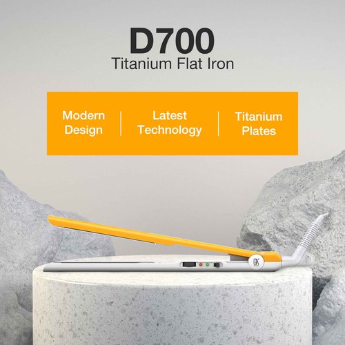 GK Hair Titanium Flat Iron D700 & Vented Brush Set – 360° Swivel, Auto Shutoff, Wet & Dry Straightener with 2.5inch Vent Brush for All Hair Types