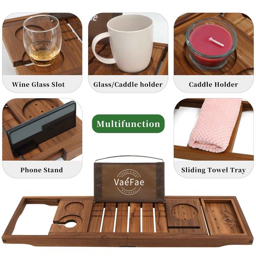Teak Bathtub Tray and Teak Shower Mat S Bundle