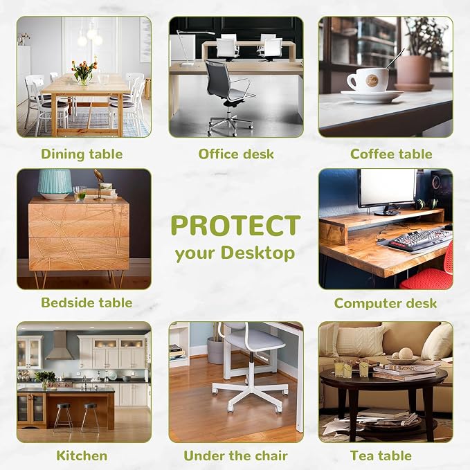 16 x 32 Inch Clear Table Cover Protector, 1.5mm Thick Plastic Table Cover, Vinyl Table Protector, Clear Desk Pad, Desk Mats on Top of Desks