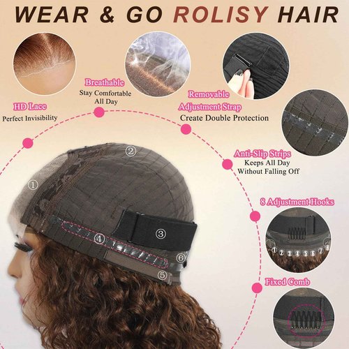 Chocolate Brown Wig Glueless Wigs Human Hair Pre Plucked Pre Cut Chocolate Brown 4x4 Hd Lace Front Wig For Black Women Colored Water Wave Wavy Curly Wig Human Hair Wear And Go Glueless Wigs #4 18inch