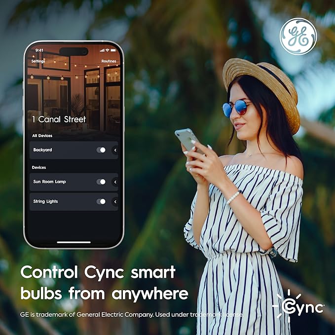Cync Direct Connect A21 Smart LED Light Bulb, Color Changing Smart Lights, Matter Compatible, Compatible with Alexa and Google Home (4 Pack)