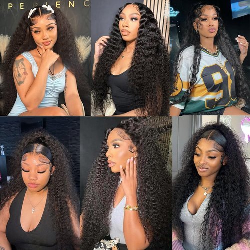 Jukabe 13x6 Lace Front Wigs Human Hair Pre-Plucked 200 Density HD Transparent Deep Wave Lace Frontal Wig for Women, 22 Inch