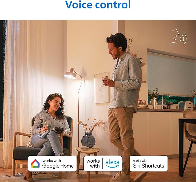 Philips Smart Lighting Connected Light Bulbs, 2-Pack, Color A19 60W 800LM E26 Indoor LED Lights, Smart Bulbs with Motion Detection, Control with Voice or App