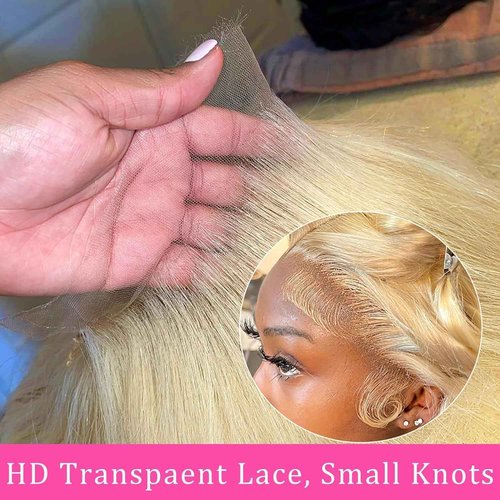 NANTLIY 613 Lace Front Wig Human Hair 13x4 HD Transparent Blonde Lace Front Wigs Human Hair 24inch Blonde Body Wave Lace Front Wigs Human Hair Pre Plucked Glueless Blonde Wig Human Hair 180% Density