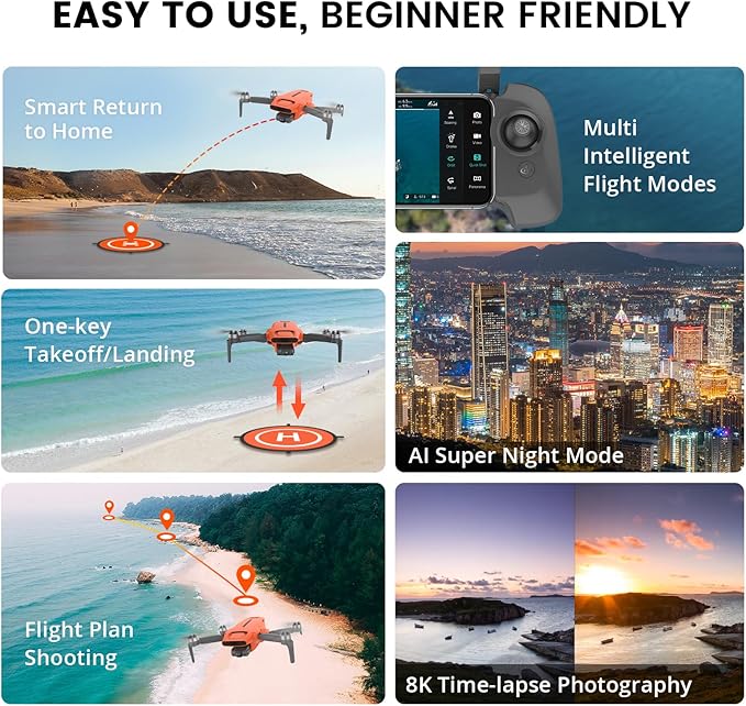 FIMI Mini 3 Drone with Camera for Adults 4K, Upgraded Imaging Module, 3-Axis Gimbal, 9KM HD Transmission, 4K/60fps 48MP Camera, AI Night Vision, Auto Return, Visual Tracking, 64min Flight