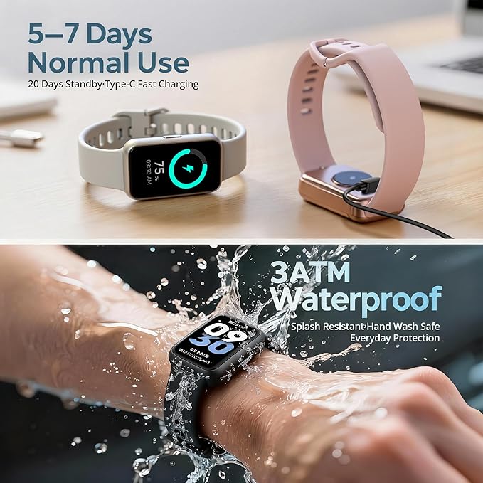 Fitness Tracker for Men & Women with 1.47” HD Display, Heart Rate & SpO2 Tracking, Sleep & Activity Monitor, 100+ Sports Modes, 3ATM Waterproof Smart Band, Works with Android & iOS, Black