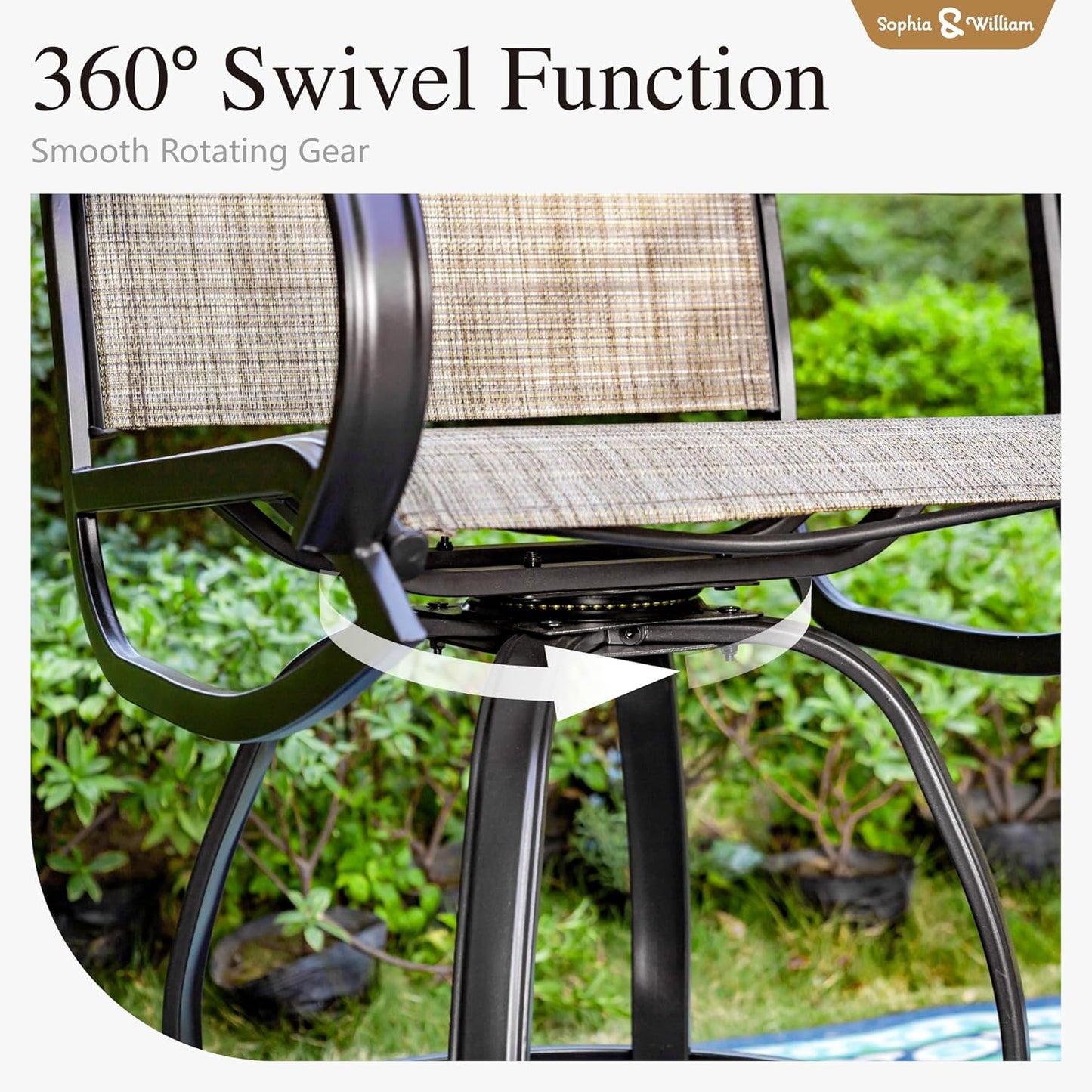 Sophia & William Outdoor Bar Set, Patio Bar Table and Chairs Set, Counter Height Patio Set - 4 x Swivel Bar Chairs, 1 x Rectangular Bar Table for Porch, Yard, Garden, Balcony, Deck