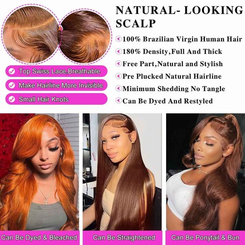 Chocolate Brown Lace Front Wig Human Hair 20 Inch 13x4 HD Body Wave Brown Lace Front Wigs Human Hair Wear and Go Glueless Wig Pre Plucked With Babyhair Colored Hd Lace Frontal Wigs For Black Women
