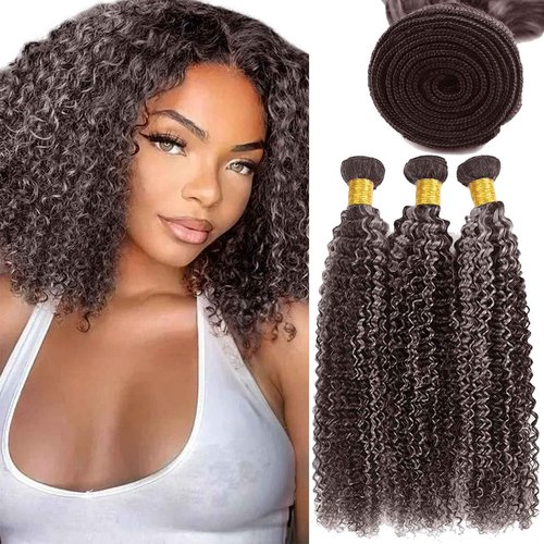Fabimiya P4/GREY Human Hair Bundles 22 24 26 inch Jerry Curly Wave Human Hair Bundles Highlight Chocolate Grey Unprocessed Soft Sewn In Hair with Double Weft for Black Women