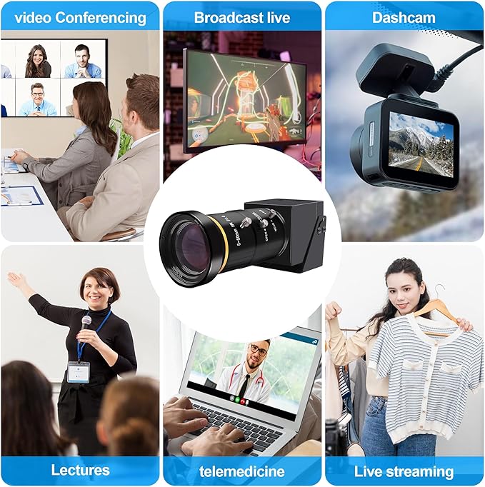 HDMI USB Camera 4K 30fps Webcam 10X Manual Zoom USB Webcam with 5-50mm CS Lens H.264 Video Conference Camera for Computer Laptop Raspberry Pi Jetson Nano