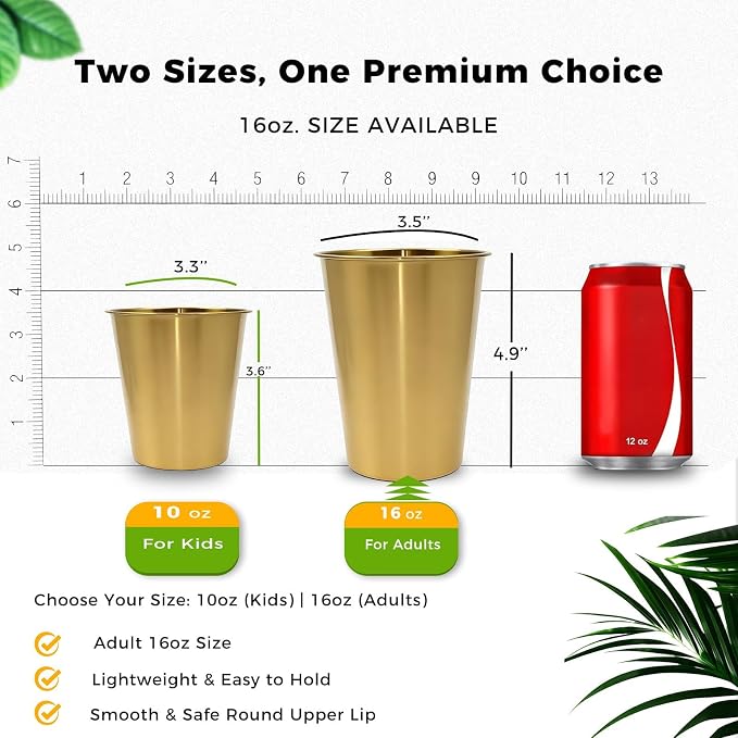5 Pack 16 oz Stainless Steel Pint Cups,Stainless Steel Cup,Pint Cup Tumbler，water Tumbler,Stackable,Reusable,BPA Free