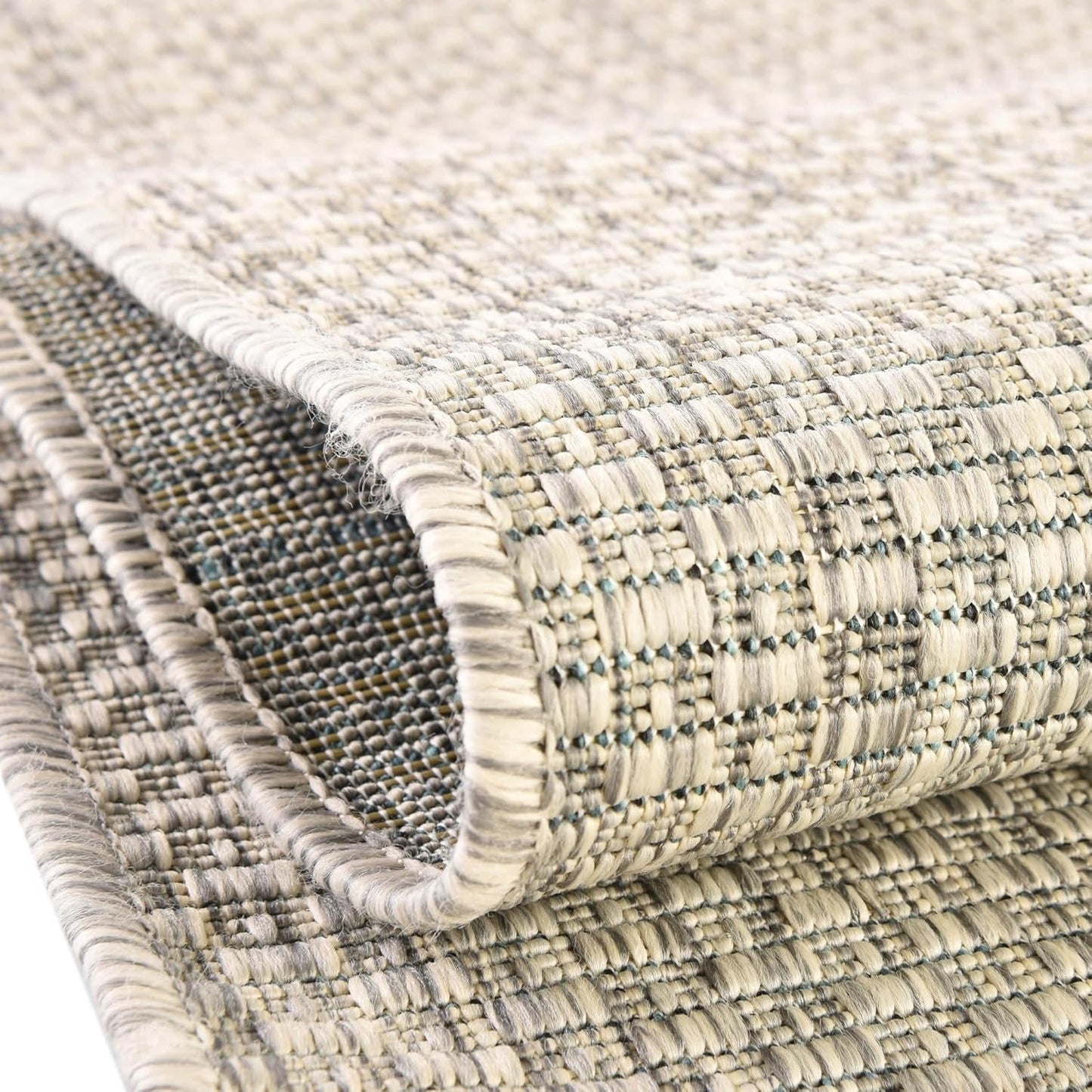 Unique Loom Collection Casual Transitional Solid Heathered Indoor/Outdoor Flatweave Area Rug (5' 1" x 8' Oval, Light Gray/Ivory)