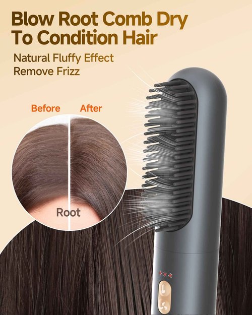 WindBlow Hair Dryer Brush 6-in-1 Straightener, Hair Auto-Wrap Curlers, Professional 110,000 RPM Magic Multi Styler with Attachments