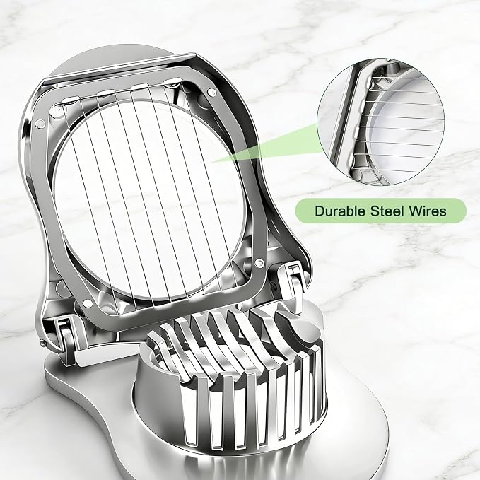 Egg Slicer with Zinc Alloy and Stainless Steel Wires, Hard Boiled Egg Cutter for Salads and Sandwiches