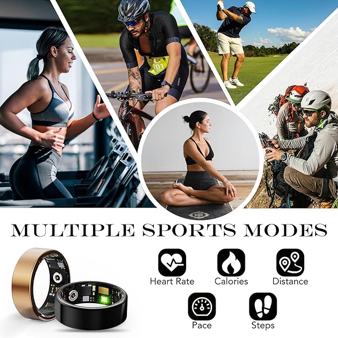 Smart Health Ring for Women Men Fitness Tracker with Heart Rate, Blood Oxygen, Blood Pressure, Sleep Monitoring, Step Counting, IP68 Waterproof for iOS and Android, No APP Fee, Silver 11