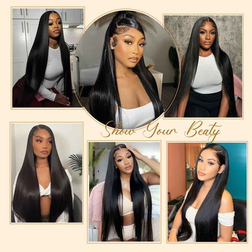 Zlzlblbl Straight Human Hair Wigs 18inch 13x6 Hd Lace Front Wigs Human Hair Pre Plucked 100 Percent Human Hair Wigs for Women Natural Color Glueless