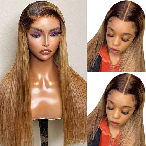 Munx 30 Inch Human Hair Wigs for Black Women 13x6 Deep Part HD Transparent Lace Front Wig Bleached Knots Pre Plucked Glueless Honey Blonde Lace Front Wigs Bleached Knots