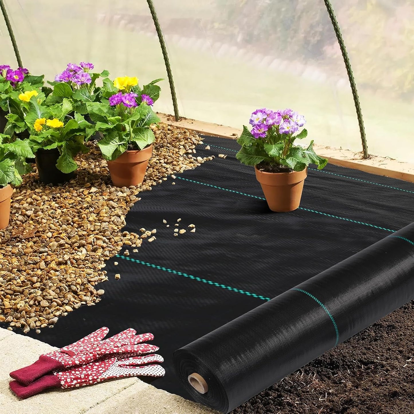 6ftx300ft Heavy Duty Weed Barrier Landscape Fabric – Durable Woven Driveway Garden Cloth for Weed Control, Ground Cover, Landscaping – Long-Lasting Geotextile Fabric – 3.2oz