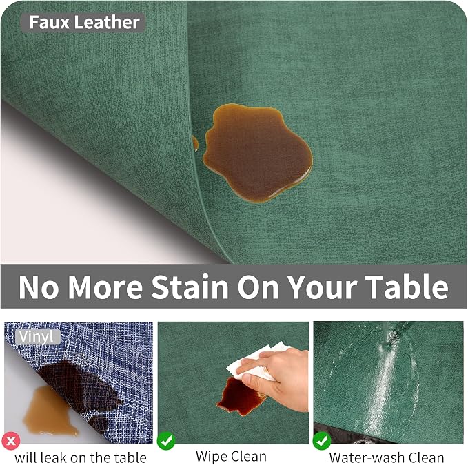 Maxpearl Faux Leather Placemats Set of 4 - Waterproof - Wipe Clean - Heat Resistant - Anti Slip Dining Table Place Mats, Suitable for Indoor & Outdoor Use, 17’’×12’’, Dark Green