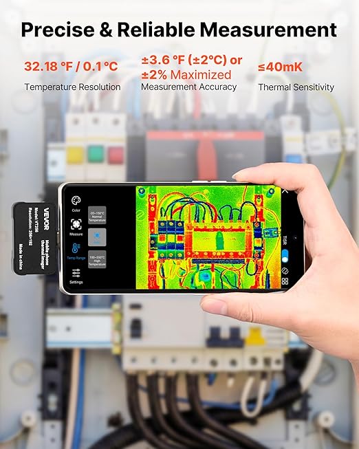 2025 Upgraded Thermal Imaging Camera for Android & iOS, 512 x 384 Super Resolution with Macro Lens, 25HZ, Professional Grade Infrared Thermal Camera for Industrial, Home, PCB Detection