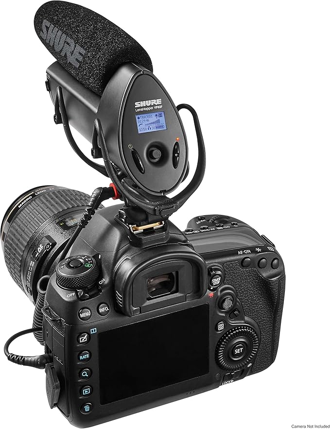Shure VP83F LensHopper Camera-Mounted Condenser Shotgun Microphone with Integrated Digital Flash Recording - Windscreen, Superior RF Immunity, Backlit LCD, 5-Position Joystick, Rycote Lyre Shock Mount