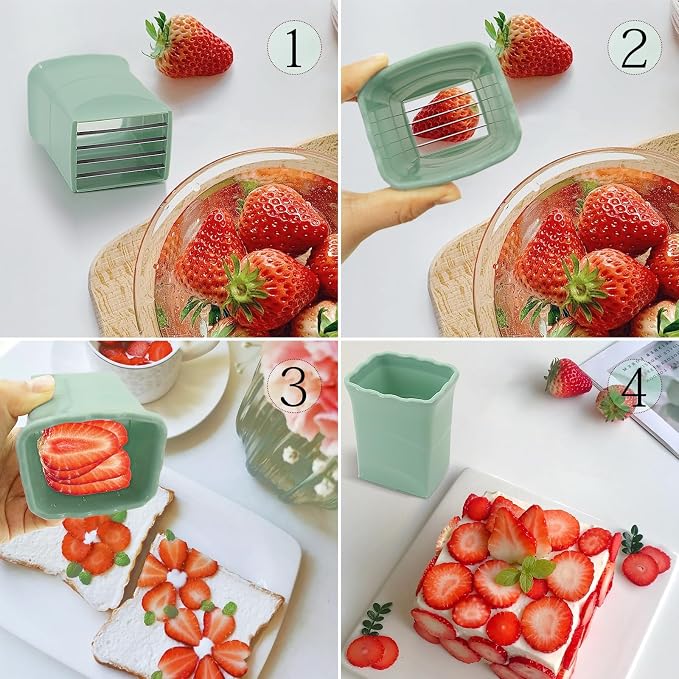 2Pcs Strawberry Slicer Cup：Fruit Slicer Cup for Strawberry Egg Banana Mushroom Cucumber Kiwi and Veggie Salad Speed Cutter the Kitchen Portable Slicing Tool (2pcs)