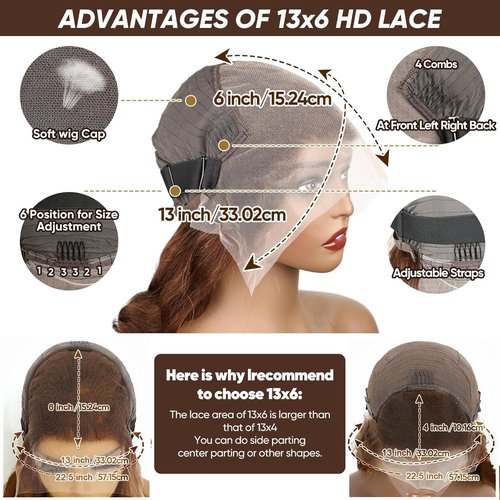 Kesenmu Chocolate Brown Lace Front Wig - 13x6 HD Body Wave, Pre Plucked with Baby Hair, 180% Density, Glueless Brown HD Frontal Wig, 20 inch