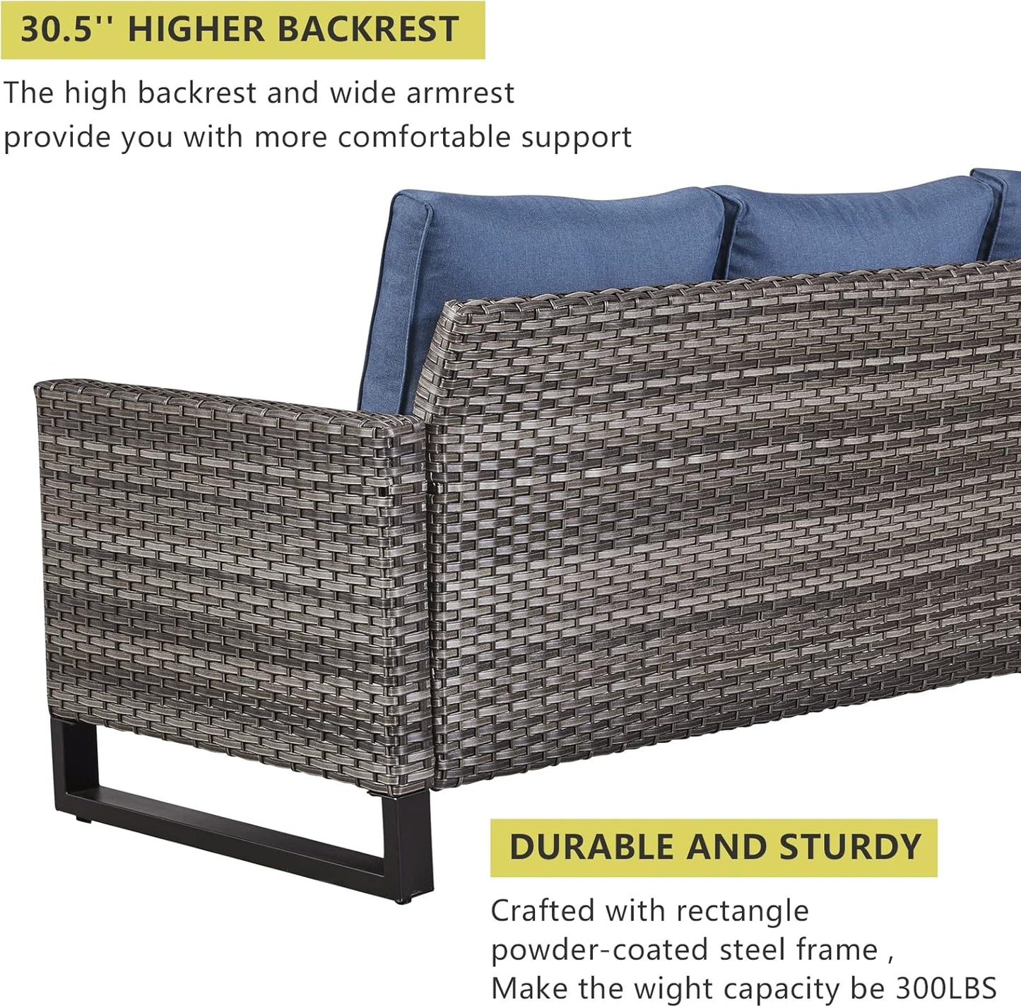 HUMMUH Patio Furniture Set with Fire Pit Table 41 in 55,000 BTU,5 Piece Wicker Outdoor Conversation Sets -Sturdy Outdoor Swivel Rocker Chairs Patio Sofa for Porch,Garden,Backyard