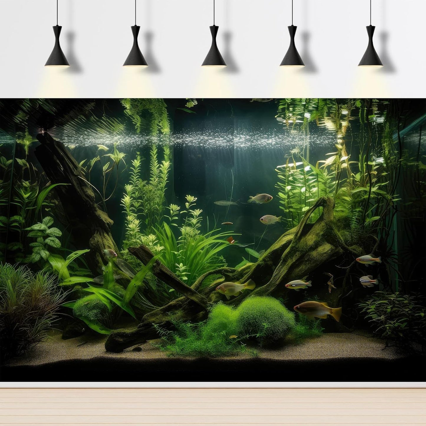 Aquarium Background Diverse Aquatic Plants and Seagrasses Terrarium Background Redwood Root Lush Green Underwater Plants Moss Fish Tank Background Under The Sea Aquarium Backdrop Vinyl 36x18in