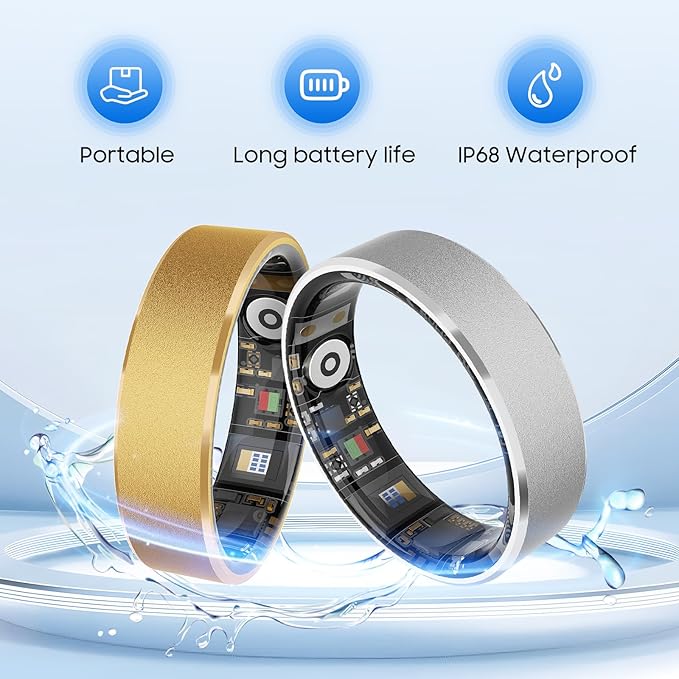 2026 Smart Ring Health Tracker for Men Women, Sleep Stress Exercise Health Monitoring, IP68 Waterproof, Long Battery Life, No Subscription, iOS Android Compatible (Rose Gold, 7)