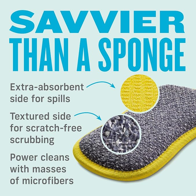 E-Cloth Washing Up Pad, Premium Microfiber Non-Scratch Kitchen Dish Scrubber Sponge, Ideal for Dish, Sink and Countertop Cleaning, 100 Wash Guarantee, Yellow, 1 Pack