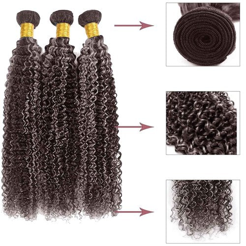 Fabimiya P4/GREY Human Hair Bundles 26 28 30 inch Jerry Curly Wave Human Hair Bundles Highlight Chocolate Grey Unprocessed Soft Sewn In Hair with Double Weft for Black Women