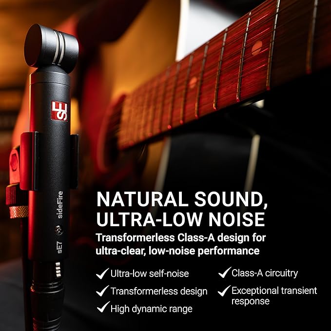 SE ELECTRONICS sE7 sideFire XLR Small Diaphragm Condenser Microphone with 90° Rotated Capsule - Professional Instrument Microphone for Drums & Guitar in Studio or on Stage - Music Recording Mic, Pair