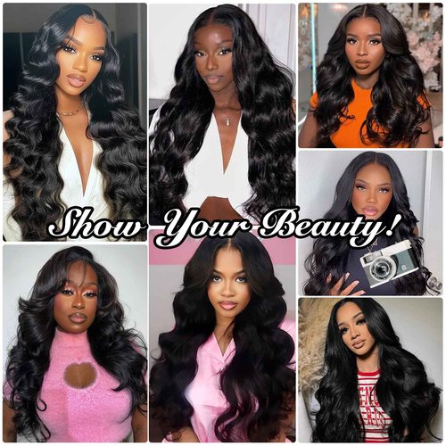 AceWig 30 Inch Body Wave Lace Closure Wigs Human Hair 180% Density 5X5 Lace Closure Human Hair Wig Pre Plucked with Natural Hairline Small Knots for Black Women